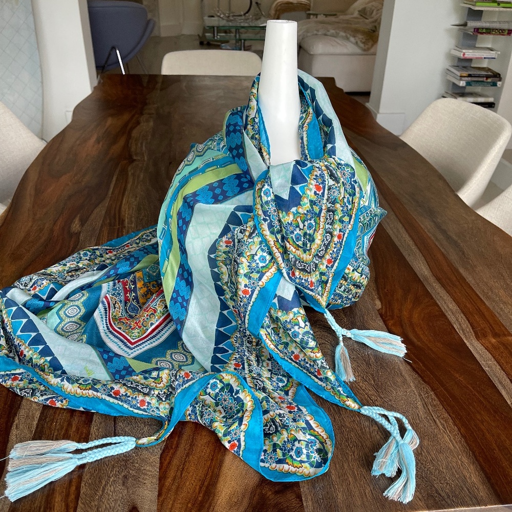 Johnny Was 100% Silk Scarf - Square. NWOT. Perfect Condition.